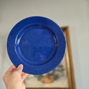 Blue Speckled Enamel Plate
